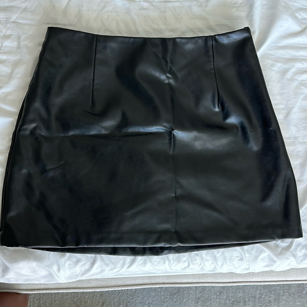 Abercrombie and Fitch High rise black vegan leather skort